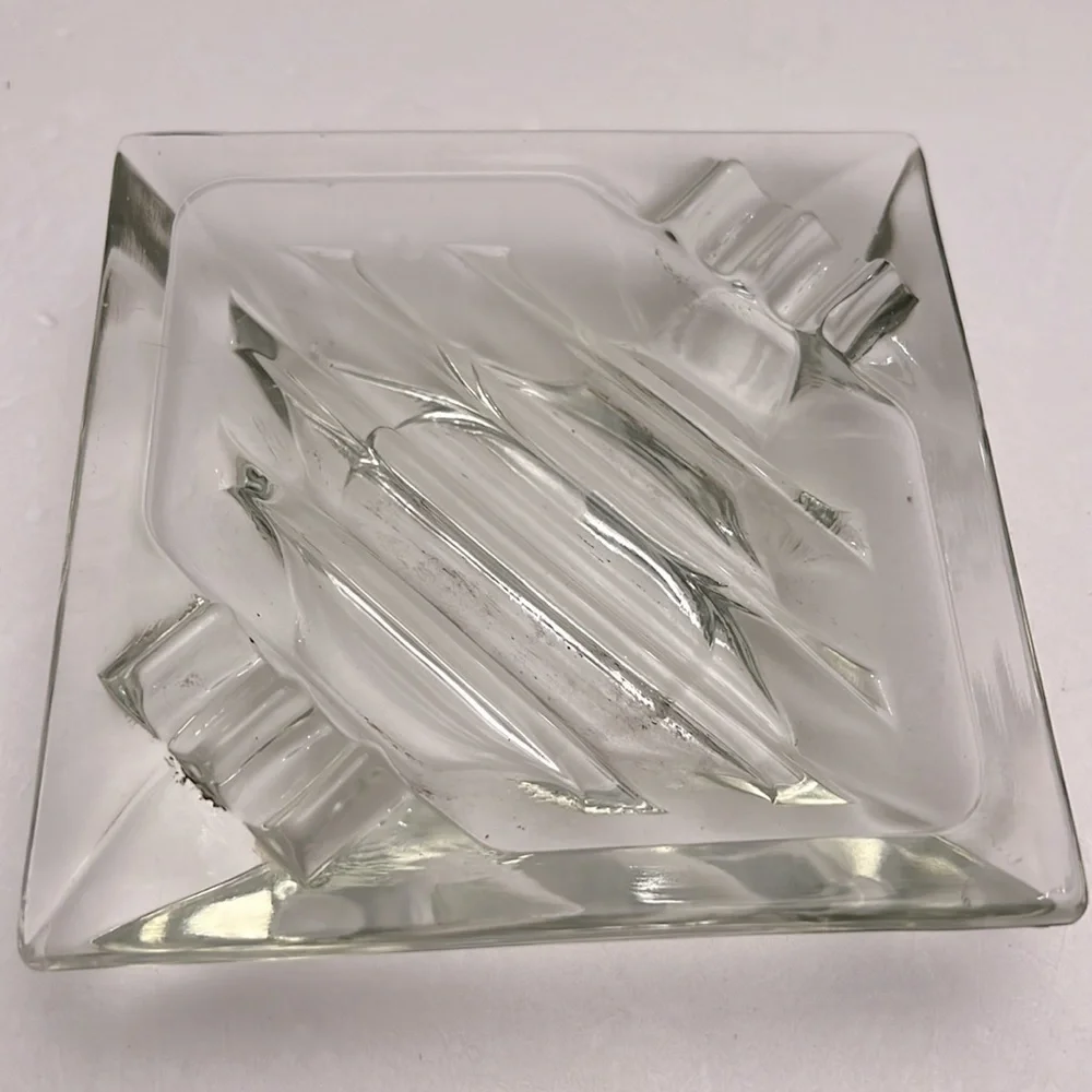 MCM Vintage Heavy Crystal Glass Ashtray